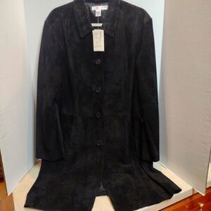 Women's Black Suede Coat Jacket Size 18. Mob Wife